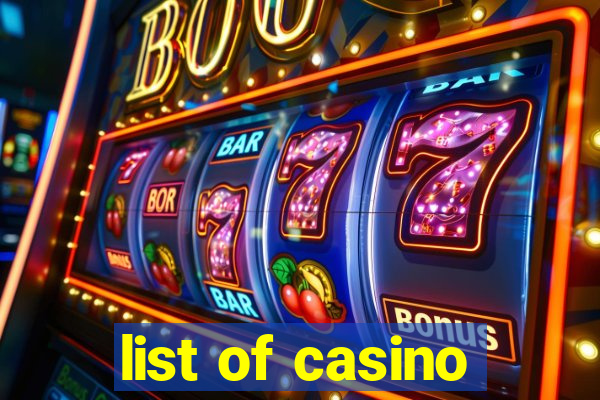 list of casino