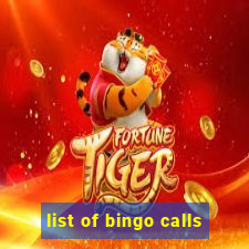 list of bingo calls